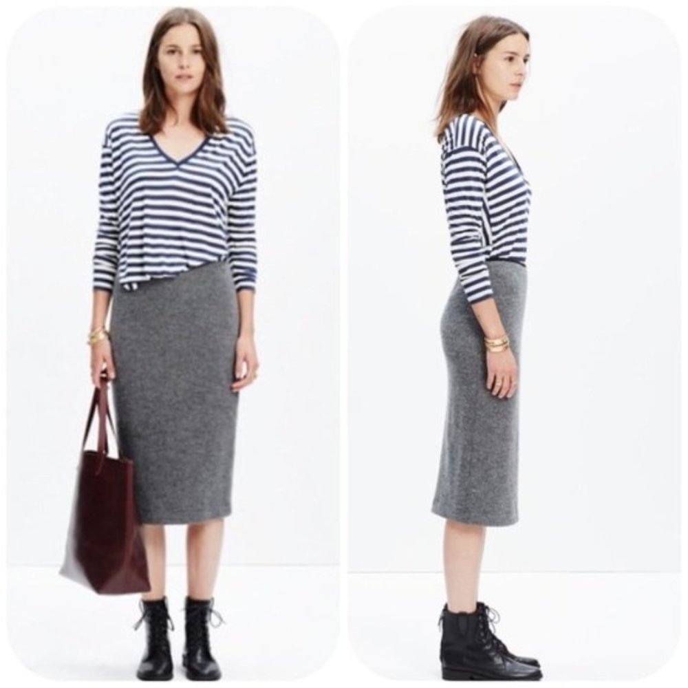 Madewell - Grey Pillar Midi Pencil Skirt sz S
